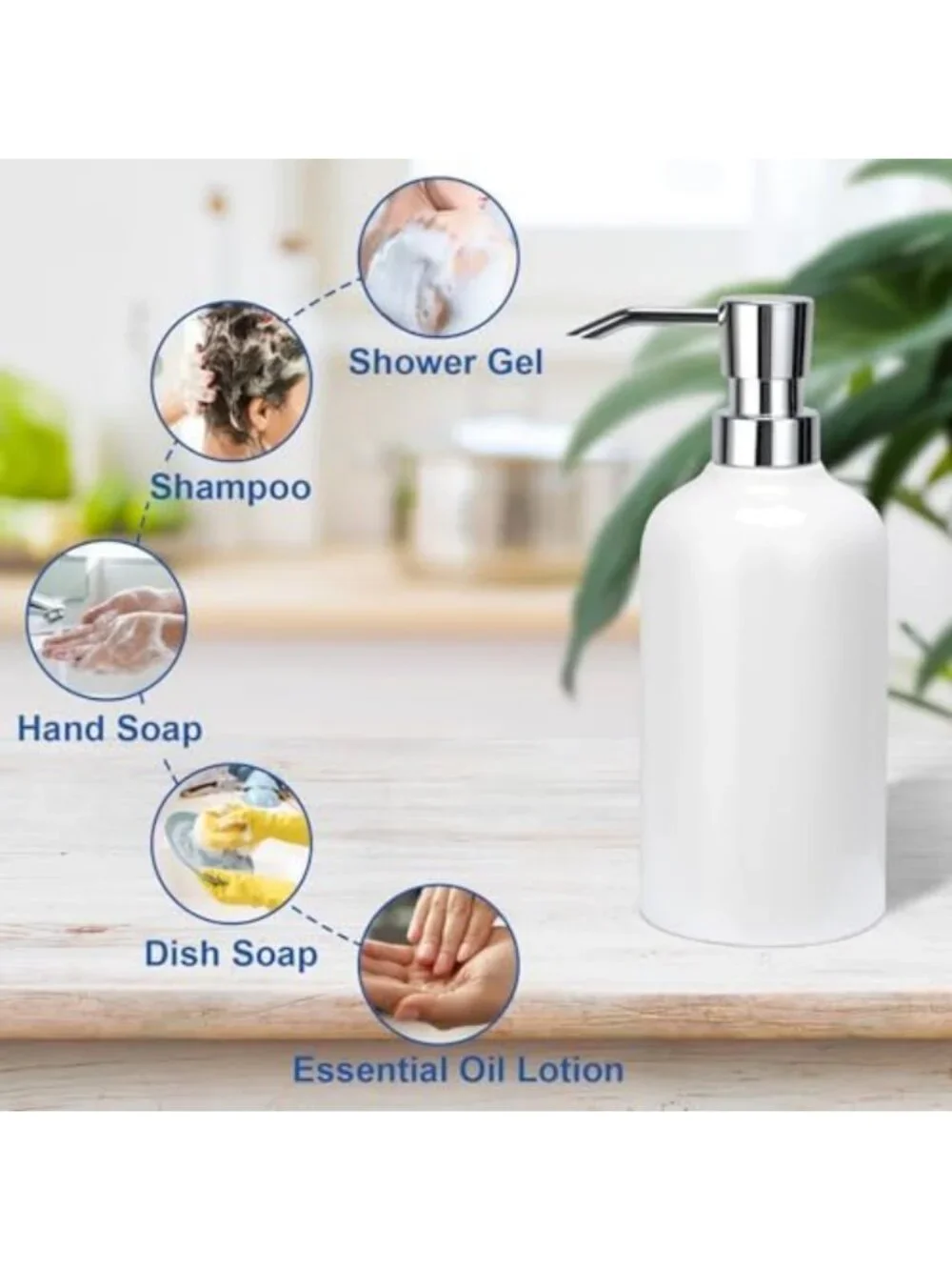 Stylish Ceramic White Soap Dispenser Set - 2 Pcs, 16.9oz for Kitchen & Bathroom